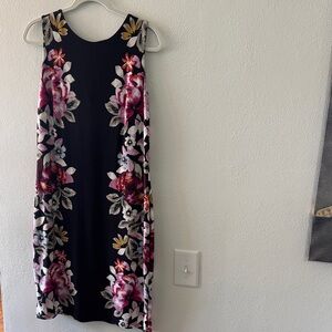 White House Black Market Black Floral Midi Dress